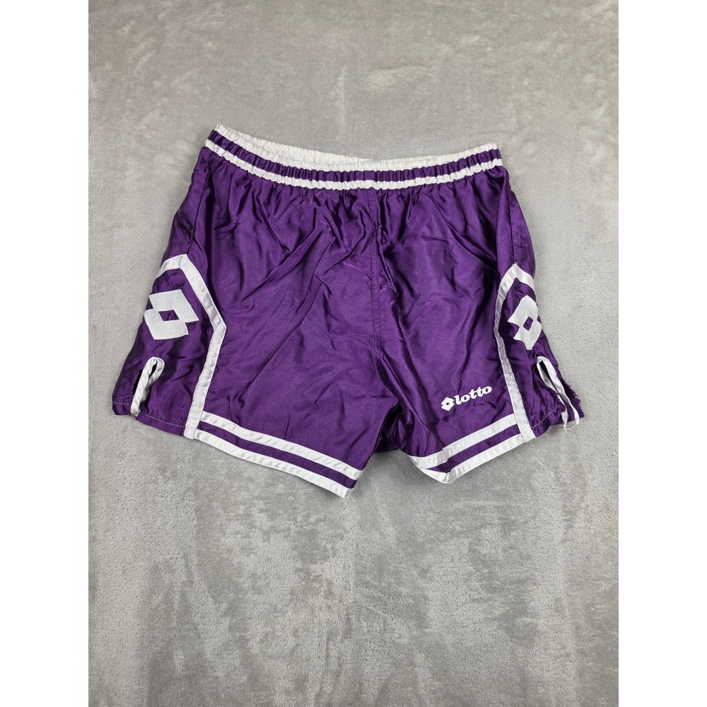 Vintage Lotto Italia Athletic Shorts Mens S Purple Nylon Sportswear Milano *Read